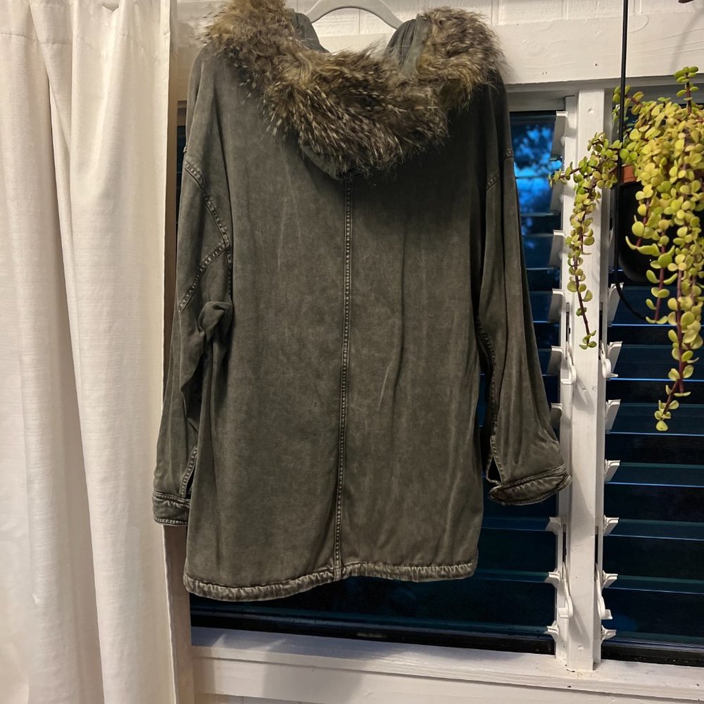 𝅺Splendid Dune Green Cargo Anorak Jacket Medium with Fur - Picture 6 of 8